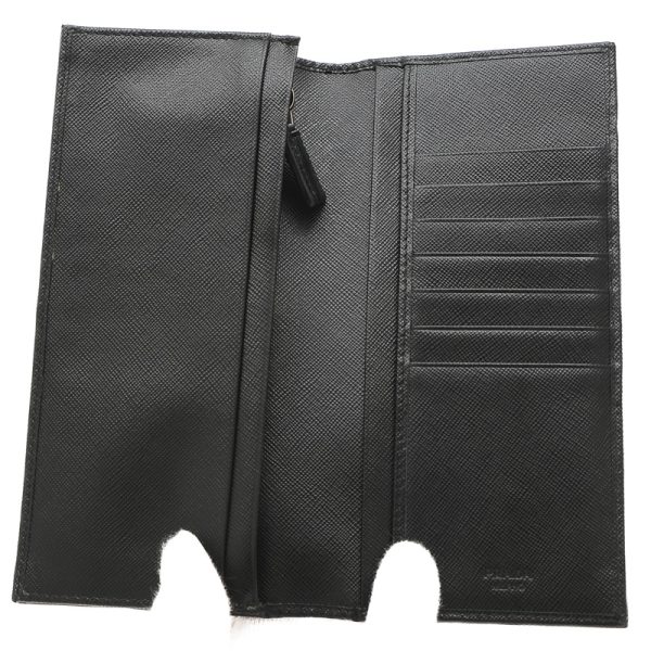 005201525 4 Prada Saffiano Bifold Zipper Long Wallet Black