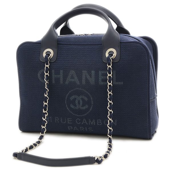 005204243 1 Chanel Deauville 2way Hnadbag Navy