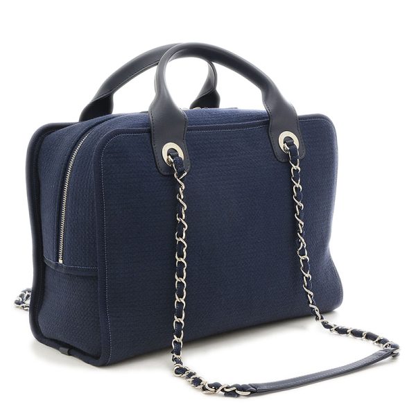 005204243 2 Chanel Deauville 2way Hnadbag Navy