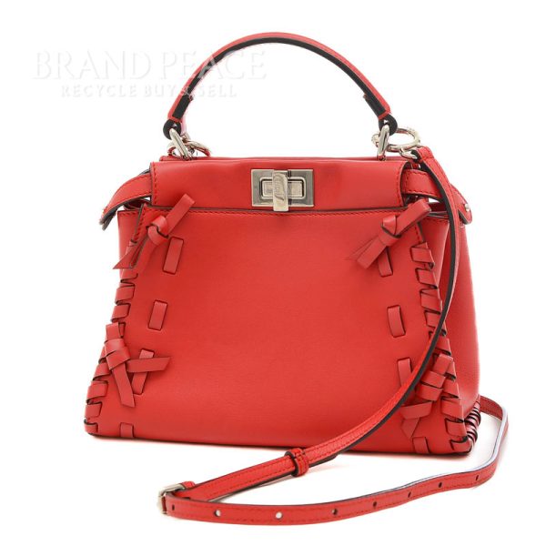 005211951 1w Fendi Peekaboo Mini 2way Bag Red Silver Hardware