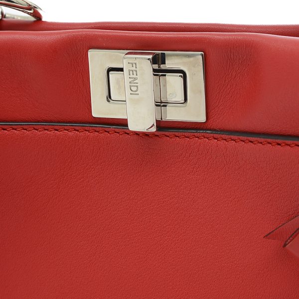 005211951 4 Fendi Peekaboo Mini 2way Bag Red Silver Hardware