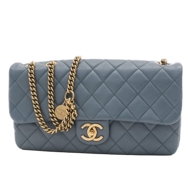 005217571 1 Chanel Matelasse Coin Charm Shoulder Bag Blue