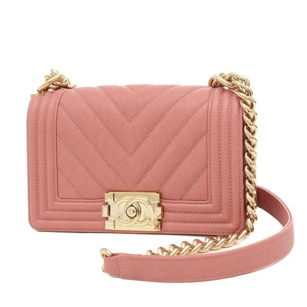 005218554 1 Chanel V Stitch Chain Shoulder Caviar Skin Pink