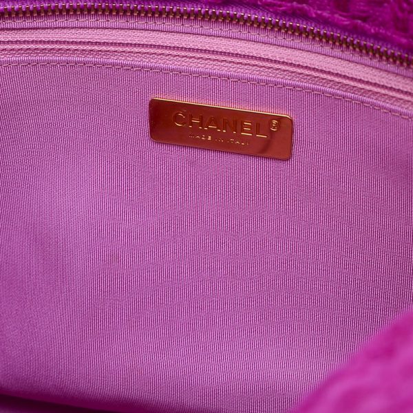 005218608 6 Chanel Logo Zip Shopping Tote Bag Tweed Purple