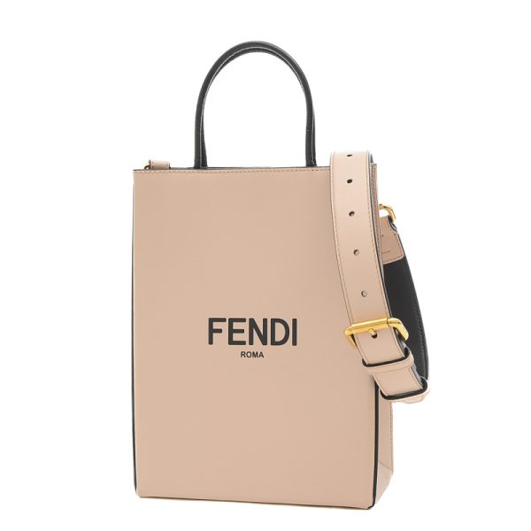 005219100 1 Fendi Shopping Bag 2way Leather Pink Beige