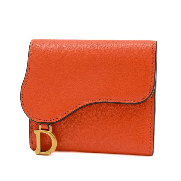 005221103 1 Dior Saddle Lotus Trifold Wallet Leather Orange