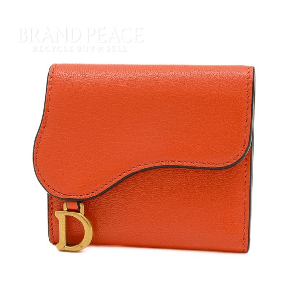 005221103 1w Dior Saddle Lotus Trifold Wallet Leather Orange