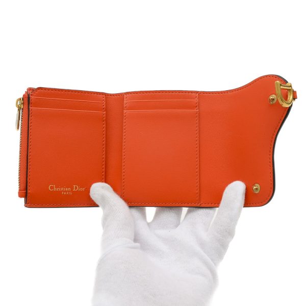 005221103 4 Dior Saddle Lotus Trifold Wallet Leather Orange