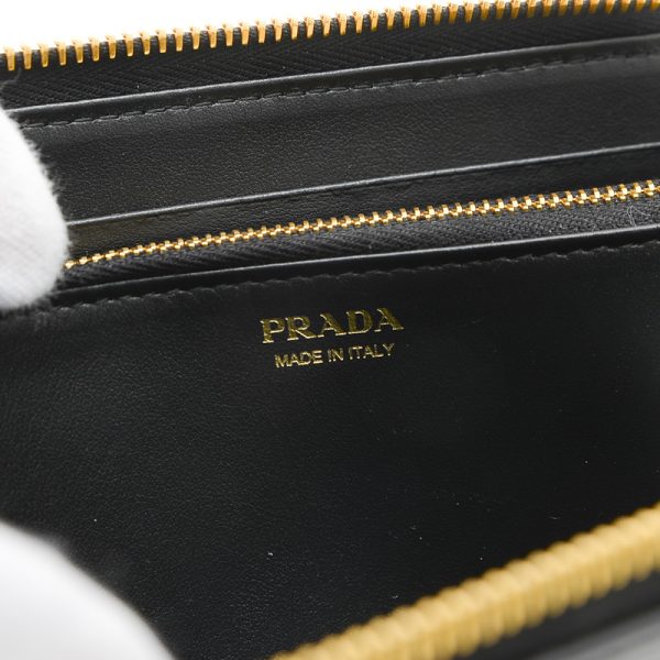 005222902 6 Prada Triangle Round Zipper Long Wallet Calf Black