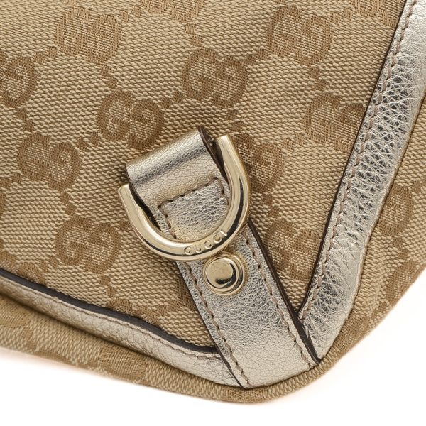 005223046 10 Gucci GG Pattern Tote Bag Leather Beige Gold