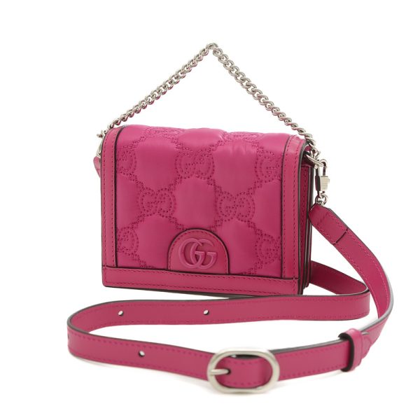 005223466 1 Gucci GG Matelasse 2way Shoulder Bag Leather Pink