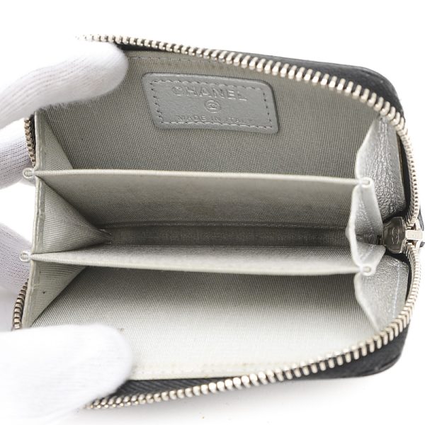 005226993 5 Chanel Cocomark Round Zipper Wallet Black Silver