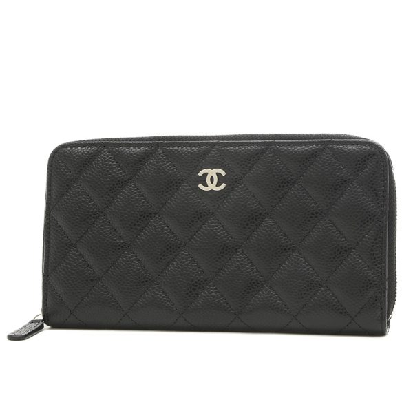 005229246 1 Chanel Matelasse Round Zipper Long Wallet Black