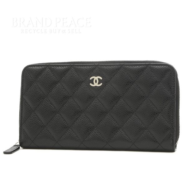 005229246 1w Chanel Matelasse Round Zipper Long Wallet Black