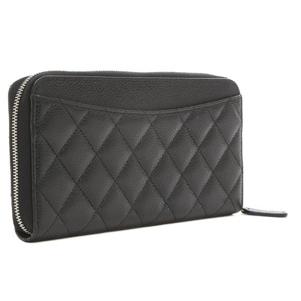 005229246 2 Chanel Matelasse Round Zipper Long Wallet Black