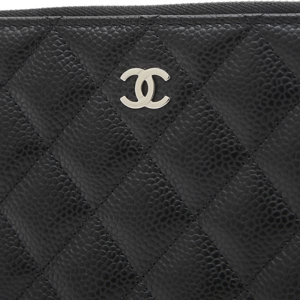 005229246 3 Chanel Matelasse Round Zipper Long Wallet Black