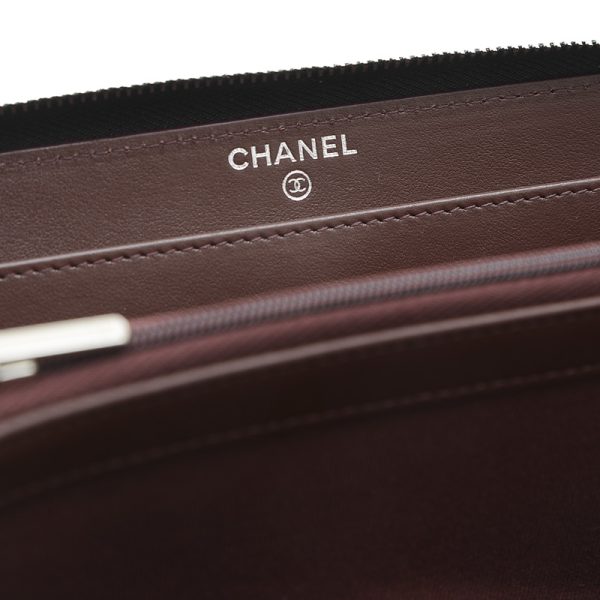 005229246 6 Chanel Matelasse Round Zipper Long Wallet Black