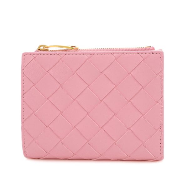 005231041 1 Bottega Veneta Intrecciato Compact Wallet Pink