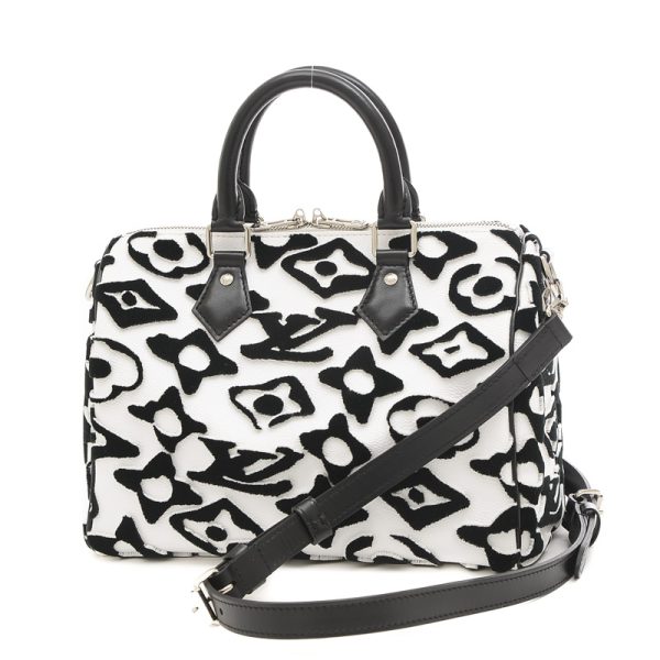 005231591 1 Louis Vuitton Speedy Bandouliere 25 White Black