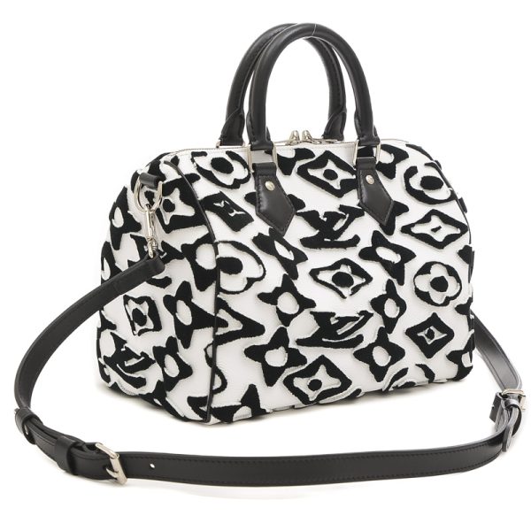 005231591 2 Louis Vuitton Speedy Bandouliere 25 White Black