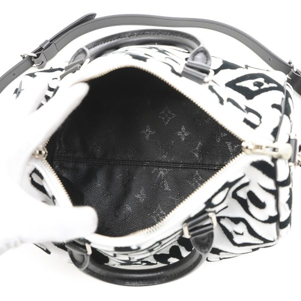 005231591 4 Louis Vuitton Speedy Bandouliere 25 White Black