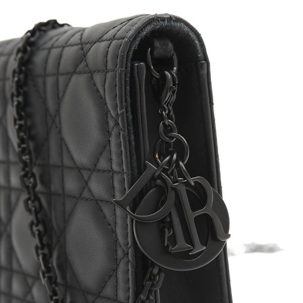 005232048 8 Dior Lady Dior Cannage Chain Long Wallet Black