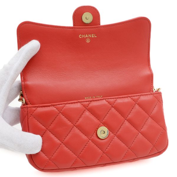 005233830 4 Chanel Matelasse Phone Case Chain Wallet Red