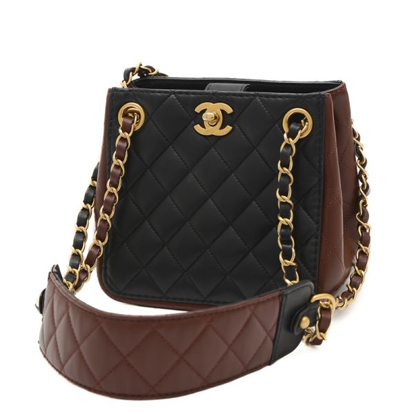 005234509 1 Chanel Matelasse Chain Shoulder Lambskin Black Brown