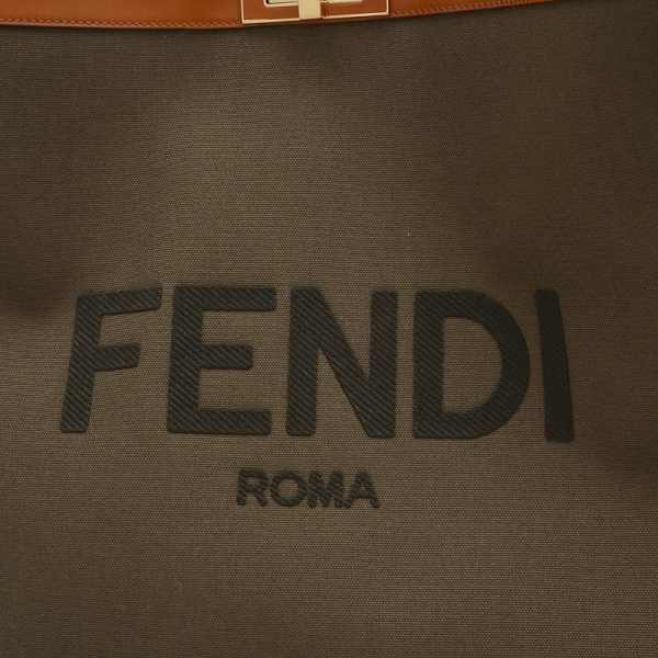 005234615 3 Fendi Peekaboo Tote Bag Canvas Leather Khaki