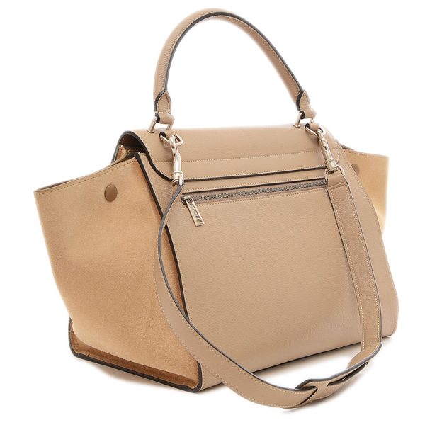 005234967 2 Celine Trapeze Medium 2way Bag Leather Suede Beige