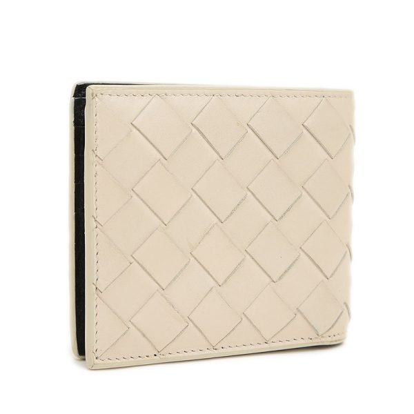 005235001 2 Bottega Veneta Bifold Wallet Leather Ivory Black