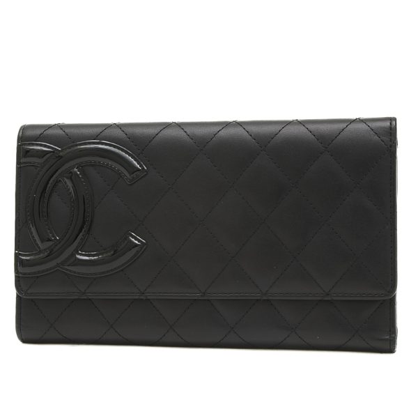 005235766 1 Chanel Cambon Line Trifold Long Wallet Black