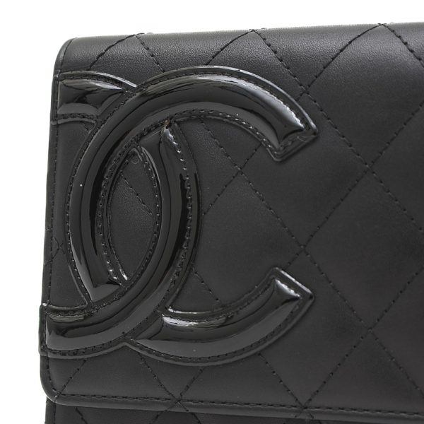 005235766 3 Chanel Cambon Line Trifold Long Wallet Black