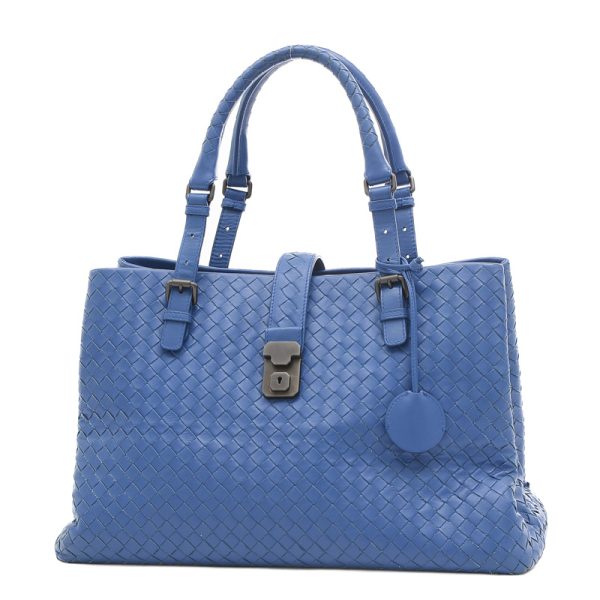 005235803 1 Bottega Veneta Intrecciato Rome Tote Bag Blue