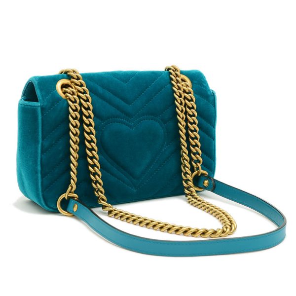 005236190 2 Gucci GG Marmont Chain Shoulder Bag Velvet Blue