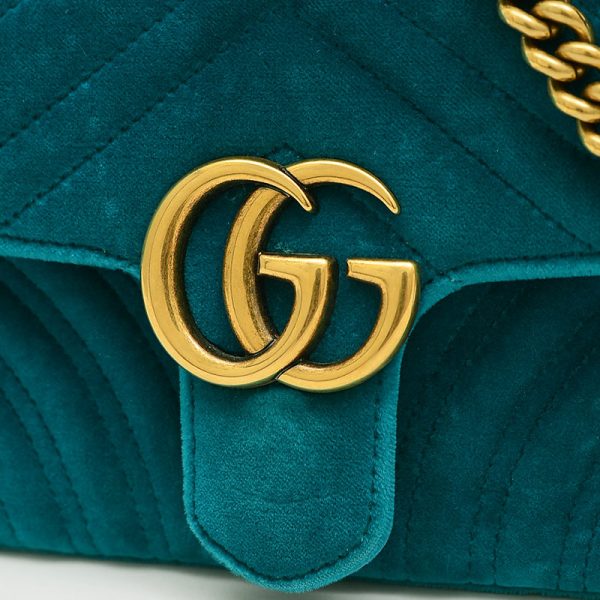 005236190 3 Gucci GG Marmont Chain Shoulder Bag Velvet Blue