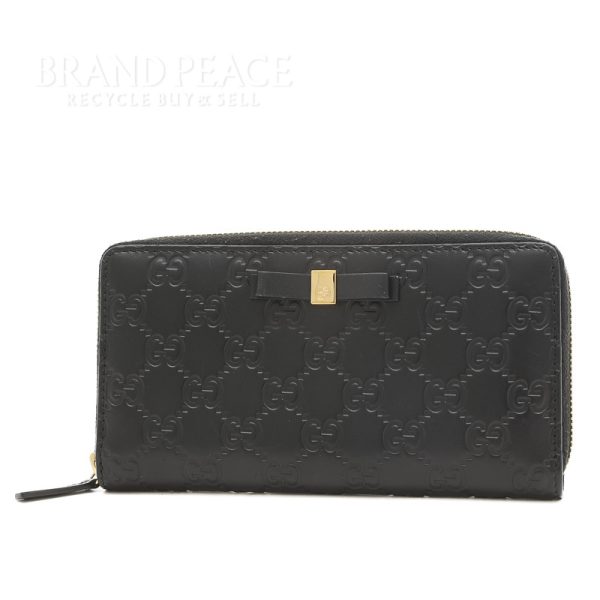 005237791 1w Gucci Guccisima Ribbon Motif Long Wallet Black