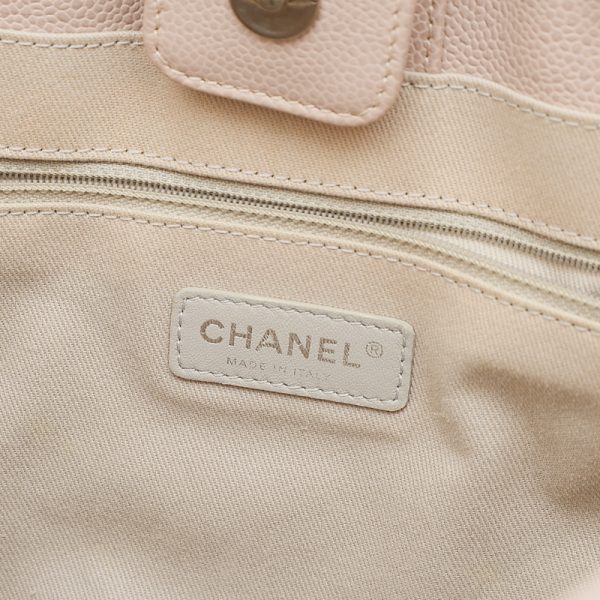 005238682 5 Chanel Deauville Chain Tote Bag Leather Pink Beige