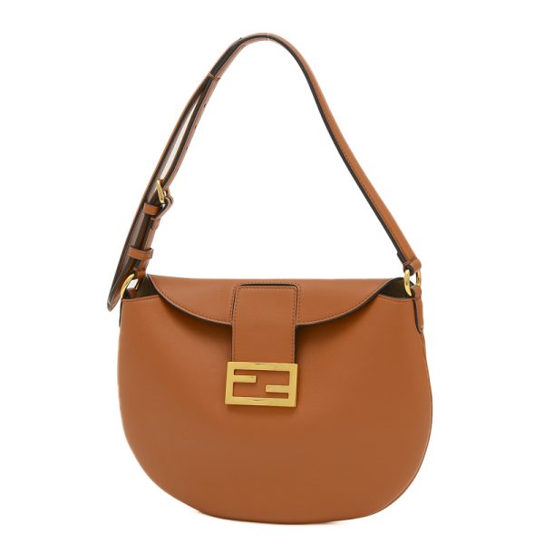 005239061 1 Fendi Croissant Hobo Bag Shoulder Leather Brown