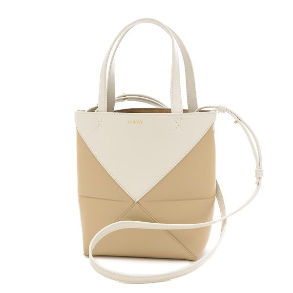 005241163 1 Loewe Puzzle Fold Tote Mini 2way Bag White