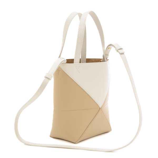 005241163 2 Loewe Puzzle Fold Tote Mini 2way Bag White