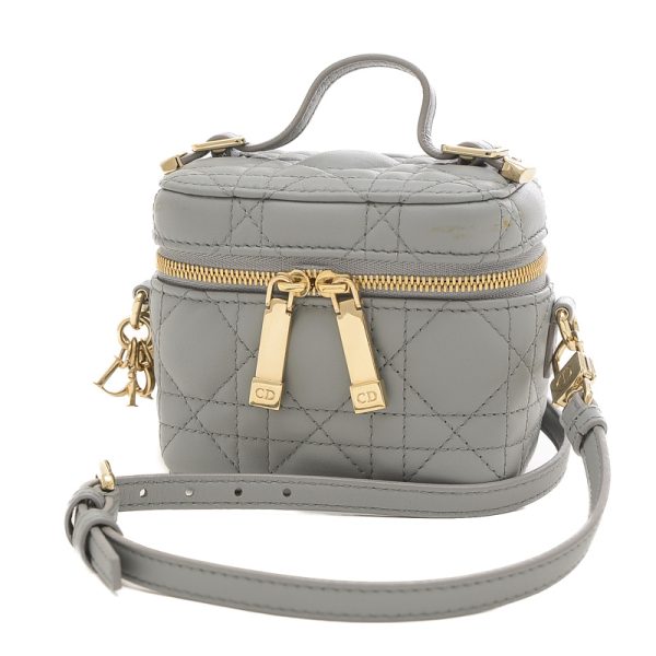 005241187 1 Dior Canage Micro Vanity Lamb Skin Mini Bag Gray Stone