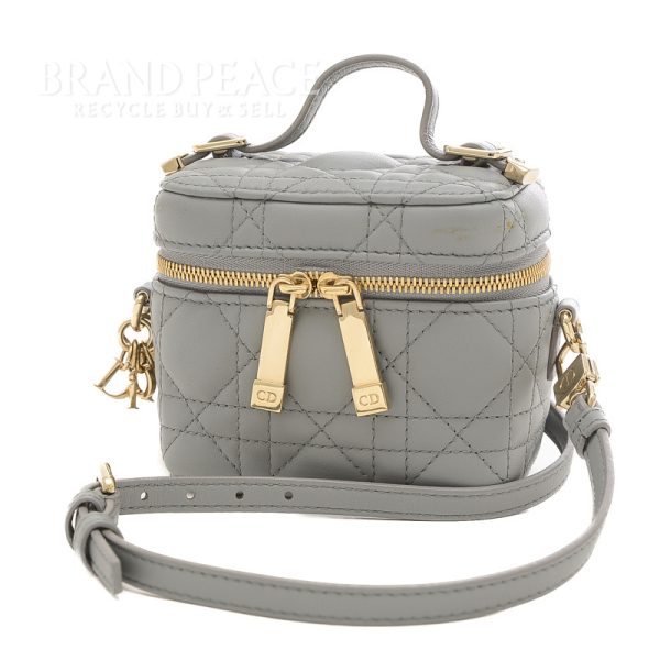 005241187 1w Dior Canage Micro Vanity Lamb Skin Mini Bag Gray Stone