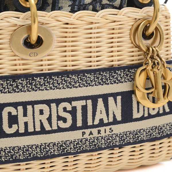 005241194 3 Dior Lady Dior Basket Bag Mini Wicker Natural Blue