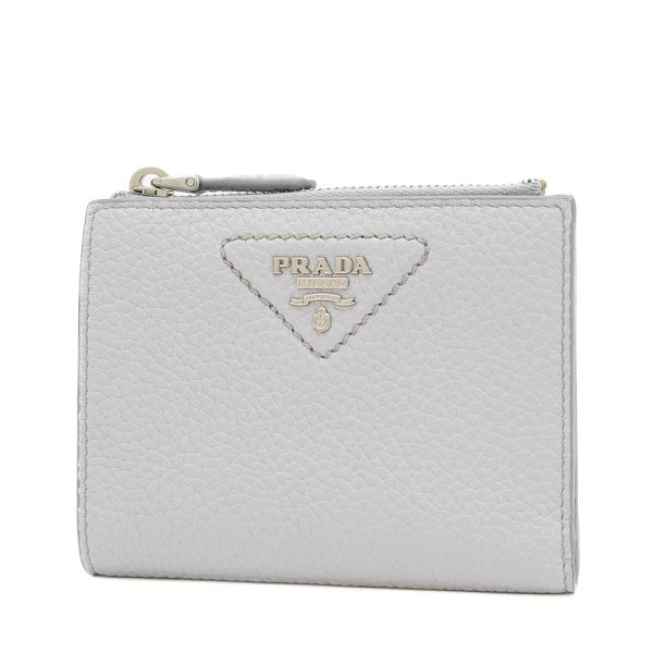 005241224 1 Prada Metal Logo Vitello Dyno Wallet Light Blue