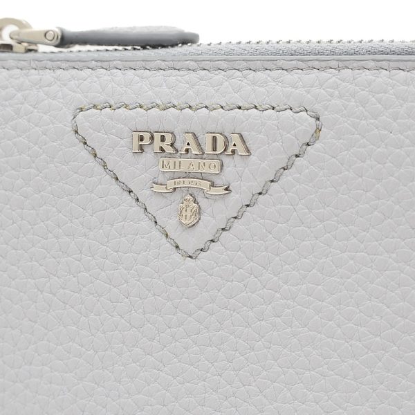 005241224 3 Prada Metal Logo Vitello Dyno Wallet Light Blue