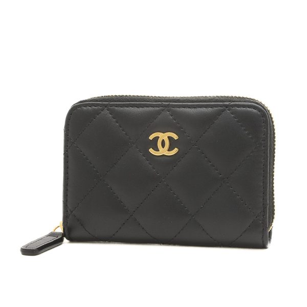 005241729 1 Chanel Matelasse Coin Case Zipper Wallet Black