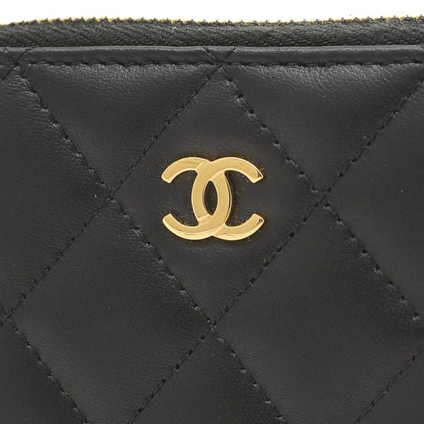 005241729 3 Chanel Matelasse Coin Case Zipper Wallet Black