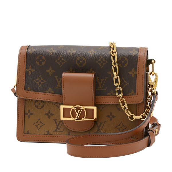 005242870 1 Louis Vuitton Monogram Reverse Dauphine Mm Shoulder Bag Canvas Brown