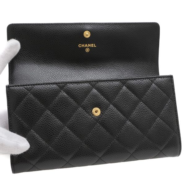 005245505 4 Chanel Matelasse Flap Long Wallet Caviar Black